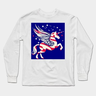 USA Unicorn Flag Long Sleeve T-Shirt